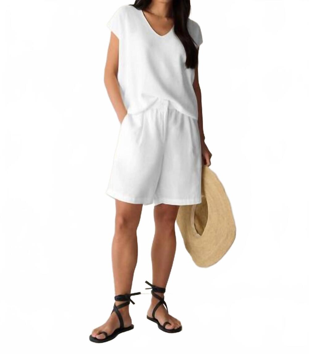 NEW EILEEN FISHER fly front organic linen shorts in white